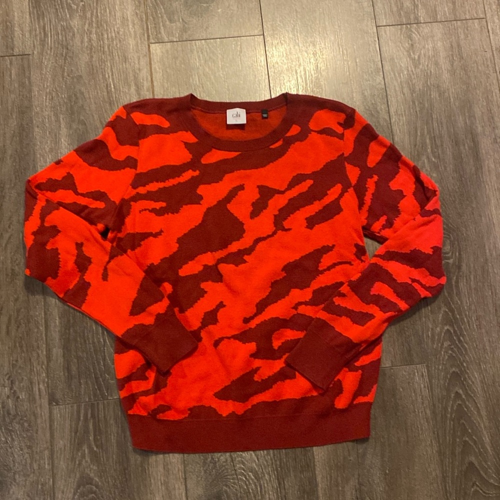 CAbi Sakura Red Camo Longsleeve Sweater